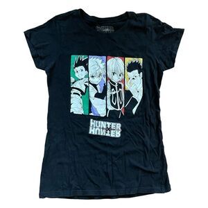 Hot Topic Hunter X Hunter Anime Graphic Tee Black Quad Panel Baby Tee S